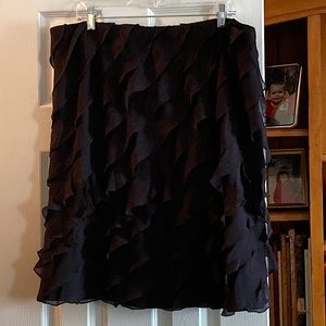 Talbots black silk ruffle skirt